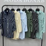 مانتو راه راه جیب گرد