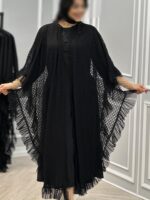 مانتو دوتیکه مشکی عبایی - Image 5