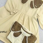 پیراهن کتان پنبه یقه گلدوزی