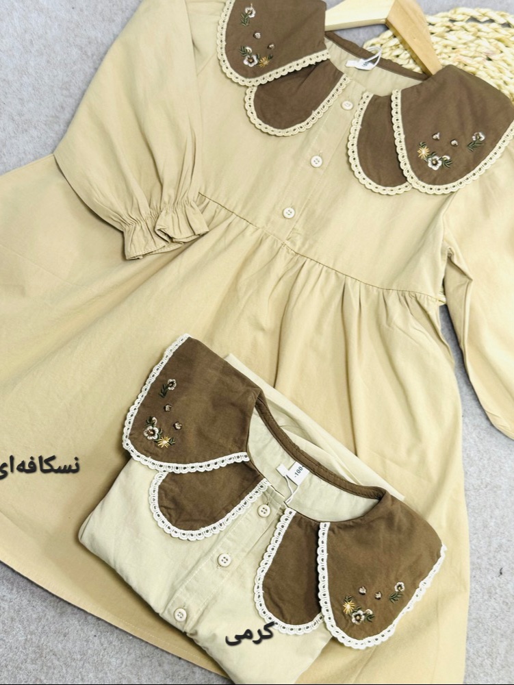IMG_20260709_162948_122 پیراهن کتان پنبه یقه گلدوزی - Image 1